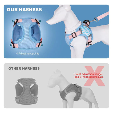 Reflective Dog Harness And Leash Set Adjustable Pet Puppy Harness Vest