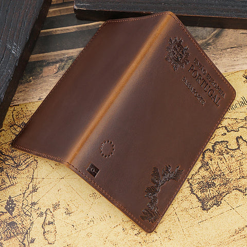 Genuine Leather Portugal Passport Cover