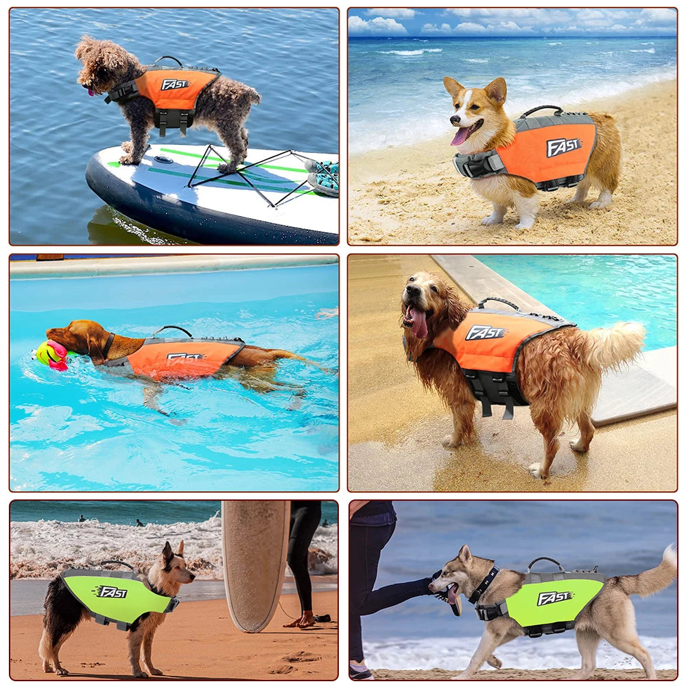 Pet Dog Life Jacket Vest Clothes Life Vest Collar Harness Pet Swimming Summer Safety Clothes