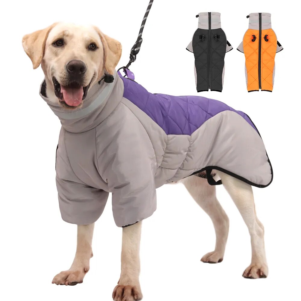 Super Warm Dog Jacket Coat Winter Pet Clothes Waterproof Reflective High Collar Dogs Clothing