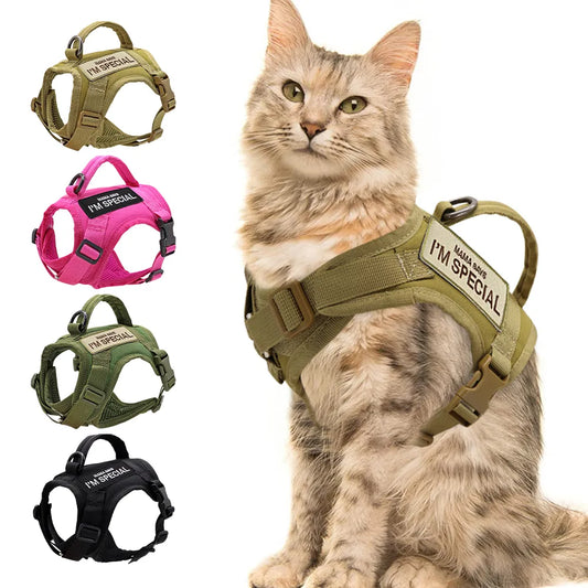 Tactical Military Cat Vest Adjustable Military Puppy Cat Harness With Sticker Patches