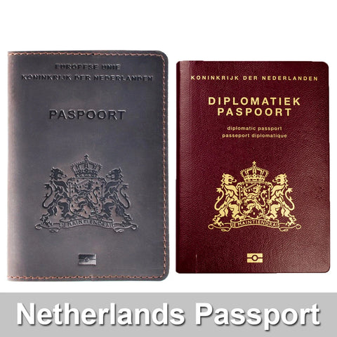 Genuine Leather Passport Cover for Netherlands
