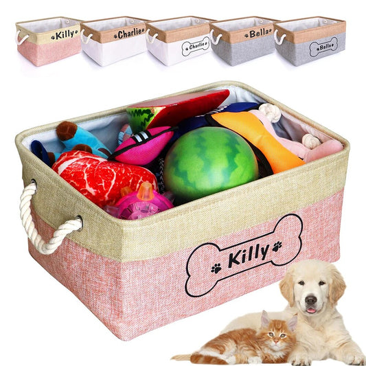 Custom Pet Toy Dog Accessory Storage Bin Personalized Pet Puppy Organizer Storage Basket