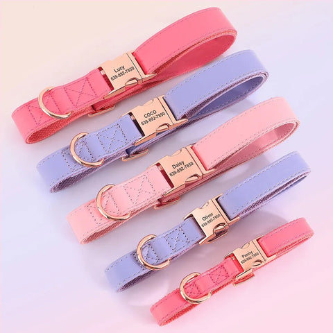 Personalized Dog ID Collar Free Engraved Dog PU Leather Collars