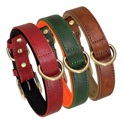 PU Leather Dog Collar Soft Padded Pet Collars Adjustable Dogs Necklace Collar