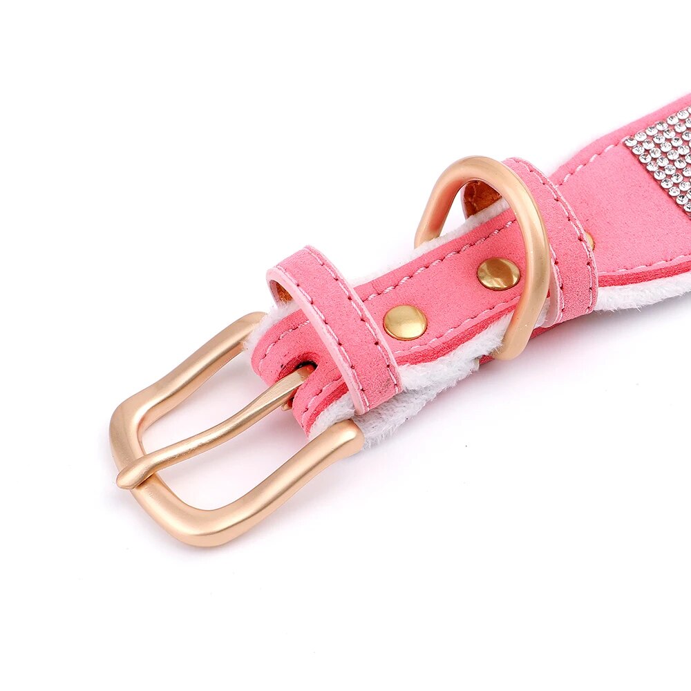 Bling Rhinestone Dog Accessories Collar For Medium Large Dogs Adjustable Soft Warm Padded Pet Collar