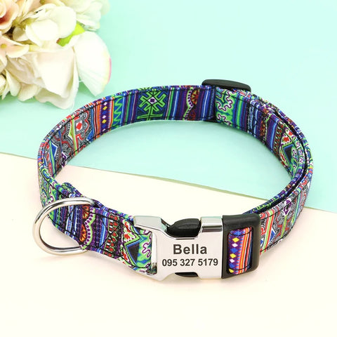 Dog Collar Accessories Personalized Nylon Printed Collar Anti-lost Nameplate ID Tag Collars