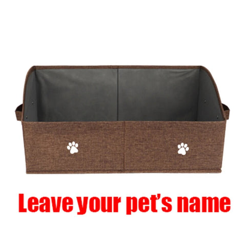 Custom Dog Toy Box Dog Accessory Storage Bin With Handles Pet Organizer Storage Basket