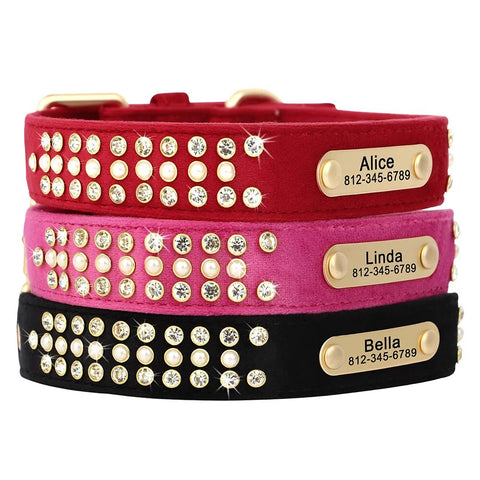 Personalized Dog Collar Sude Leather Dogs ID Collars