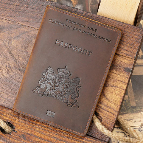 Genuine Leather Passport Cover for Netherlands