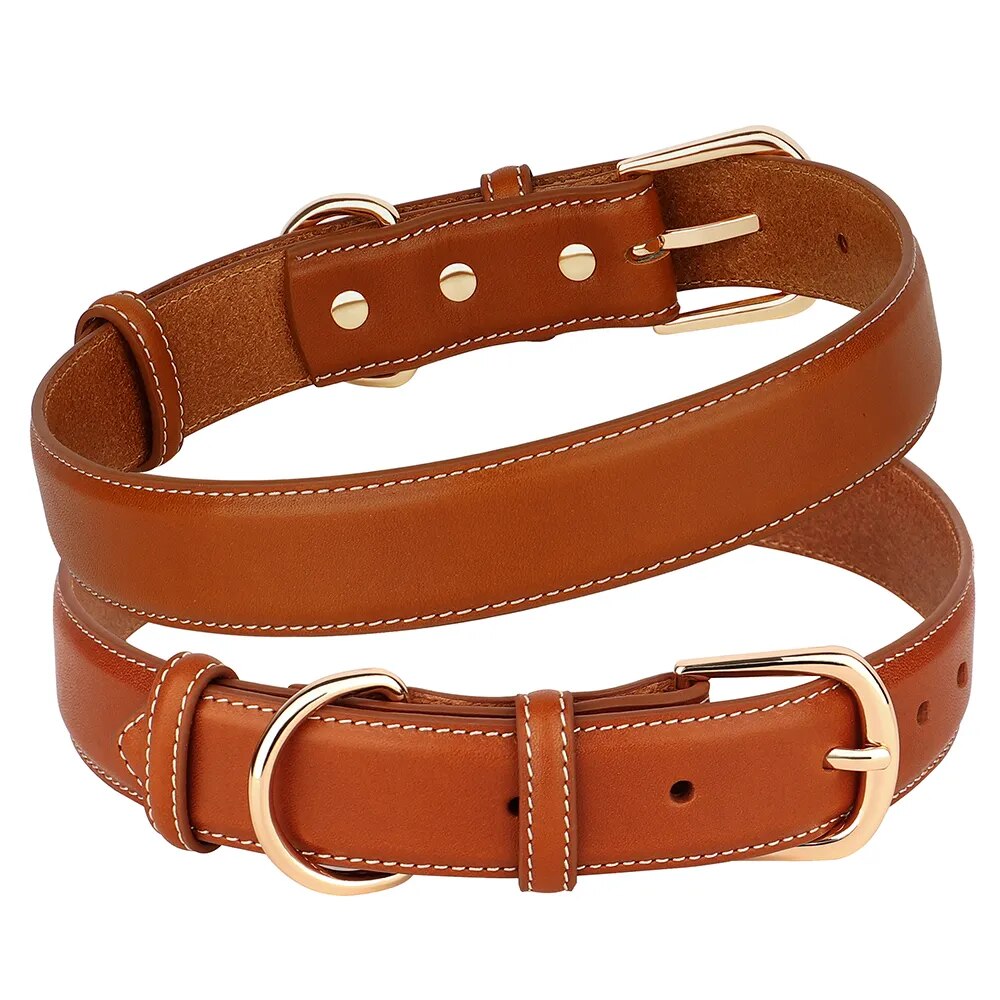Soft Leather Dog Collar High Quality Pet Collars Necklace Adjustable Leather Dogs Collar