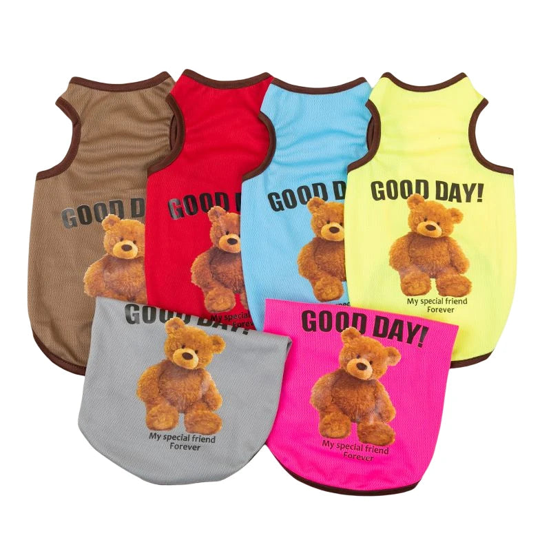Lovely Bear Dog Clothes For Summer Chihuahua Breathable Mesh Pet Clothes