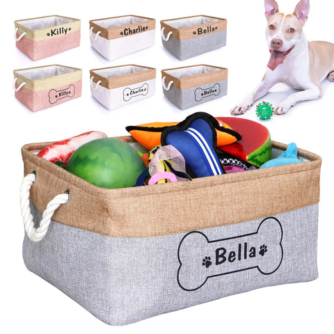 Personalized Dog Toy Basket Free Print Pet Storage Box Foldable DIY Custom Name Toys Accessories D