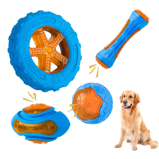 Rubber Dog Toys for Dog Chewing Bite Resistant Squeaky Training Playing Toy Interactive Dog Toys