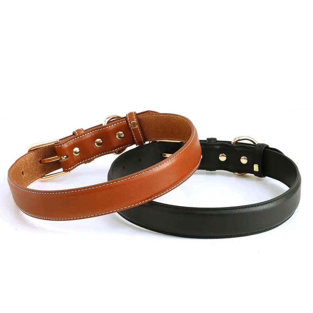Soft Leather Dog Collar High Quality Pet Collars Necklace Adjustable Leather Dogs Collar