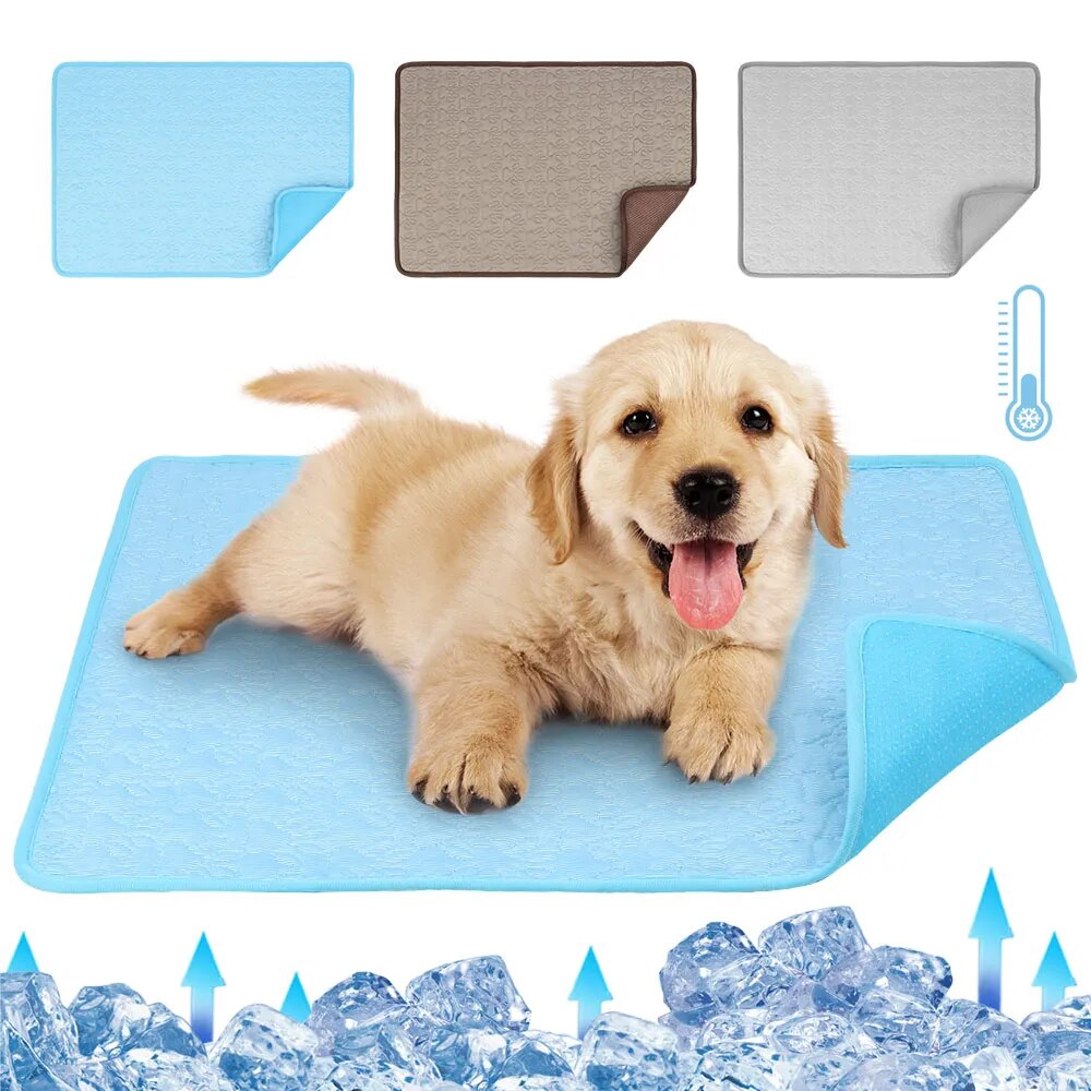 Cooling Summer Dog Mat Super Cool Ice Pad Mat For Dogs Cats Blanket Sofa Breathable Ice Silk Pad