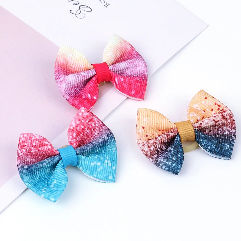 10pcs/lot Cat Dog Hair Bows With Rubber Bands Pet Hair Accessories