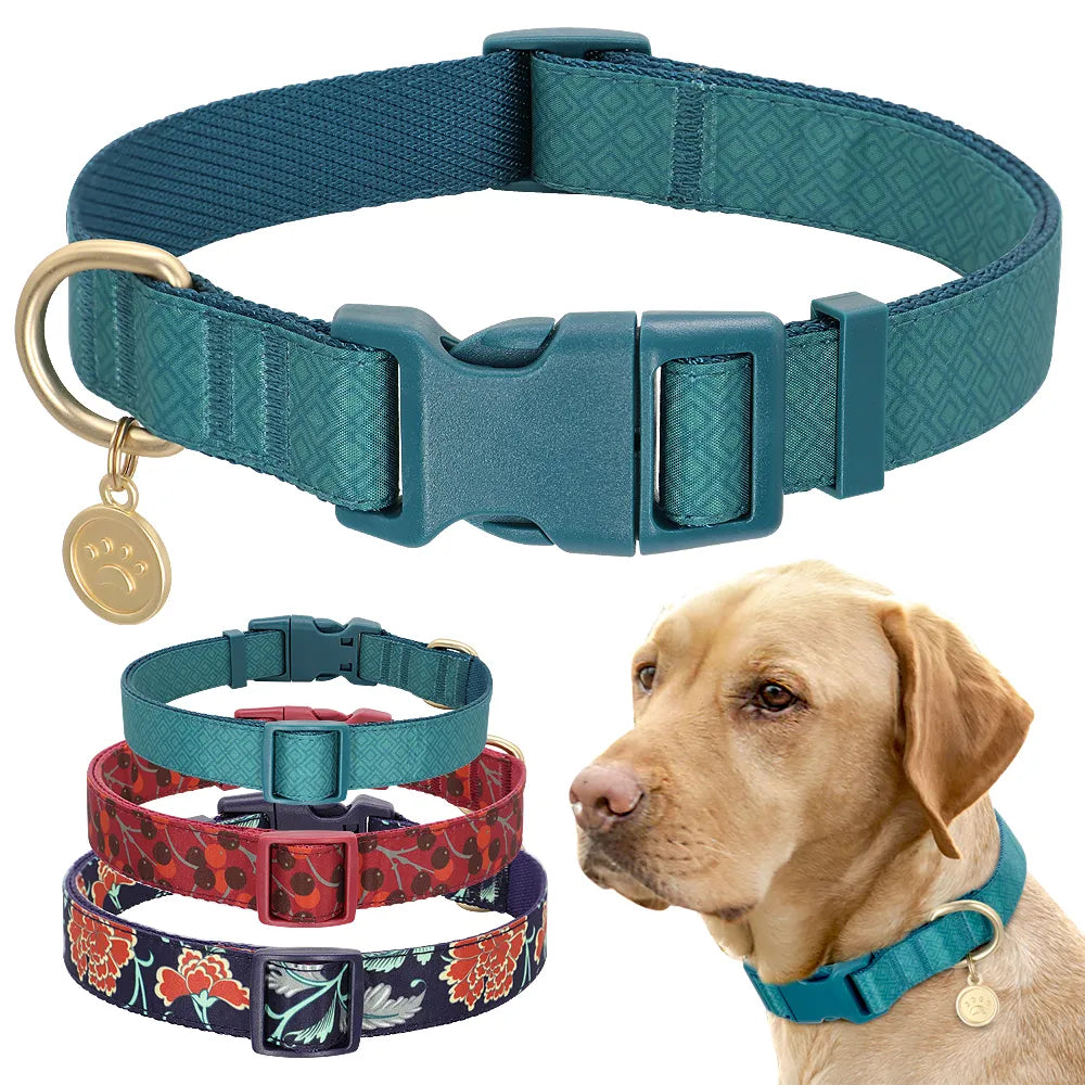 Personalized Dog Collar Perro Nylon Adjustable Custom Pet Puppy ID Nameplate Accessories Collars