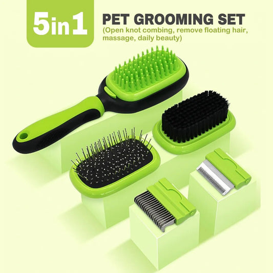 Pet Dog Cat Comb Brush Set 5 In 1 Kitten Puppy Grooming Tools Hair Removal Comb Brush
