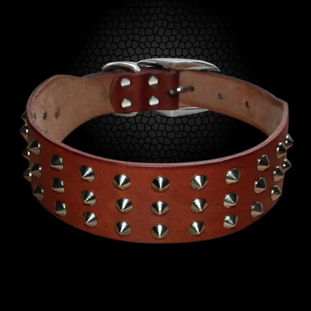 Cool Rivets Studded Best Genuine Leather Pet Dog Collars For Small Medium Large Dogs
