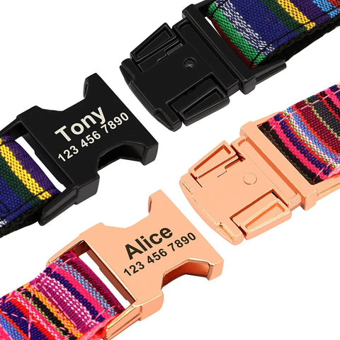 Personalized Dog Collar Customized Nylon Pet Buckle Collar Anti-lost Nameplate ID Tag