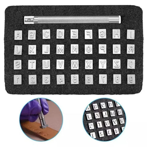 36pcs Leather Stamp Stamping Punch Processing Tools English Letter Alphabet and Number Set