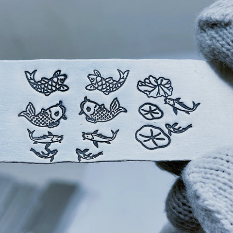 Lotus flower leaf fish design metal stamps