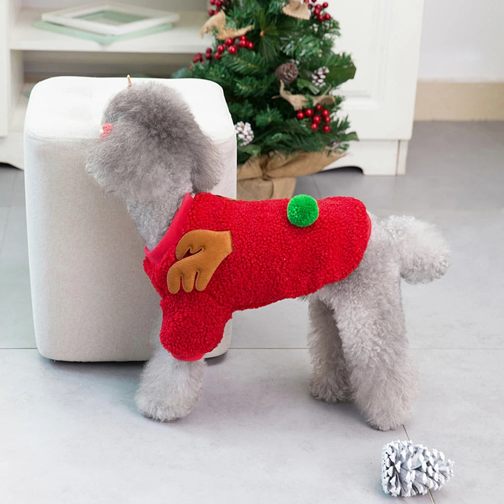 Christmas Dog Clothes Pet New Year Clothing Puppy Cat Costume Soft Fleece Clothing