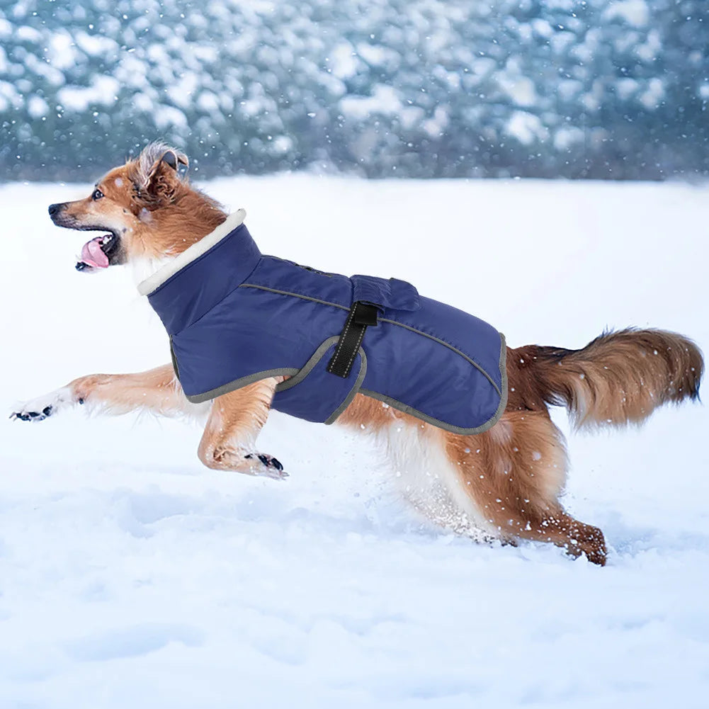 Sherpa Fleece Dog Winter Coat Reflective Waterproof Turtleneck Pet Jacket