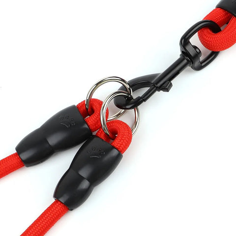 2 Way Nylon Strong Dog Leash Double Lead Rope Durable Walking Running Leashes