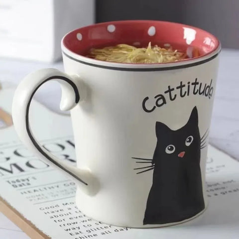 Cute Cartoon Hand-painted Cat Ceramic Mug