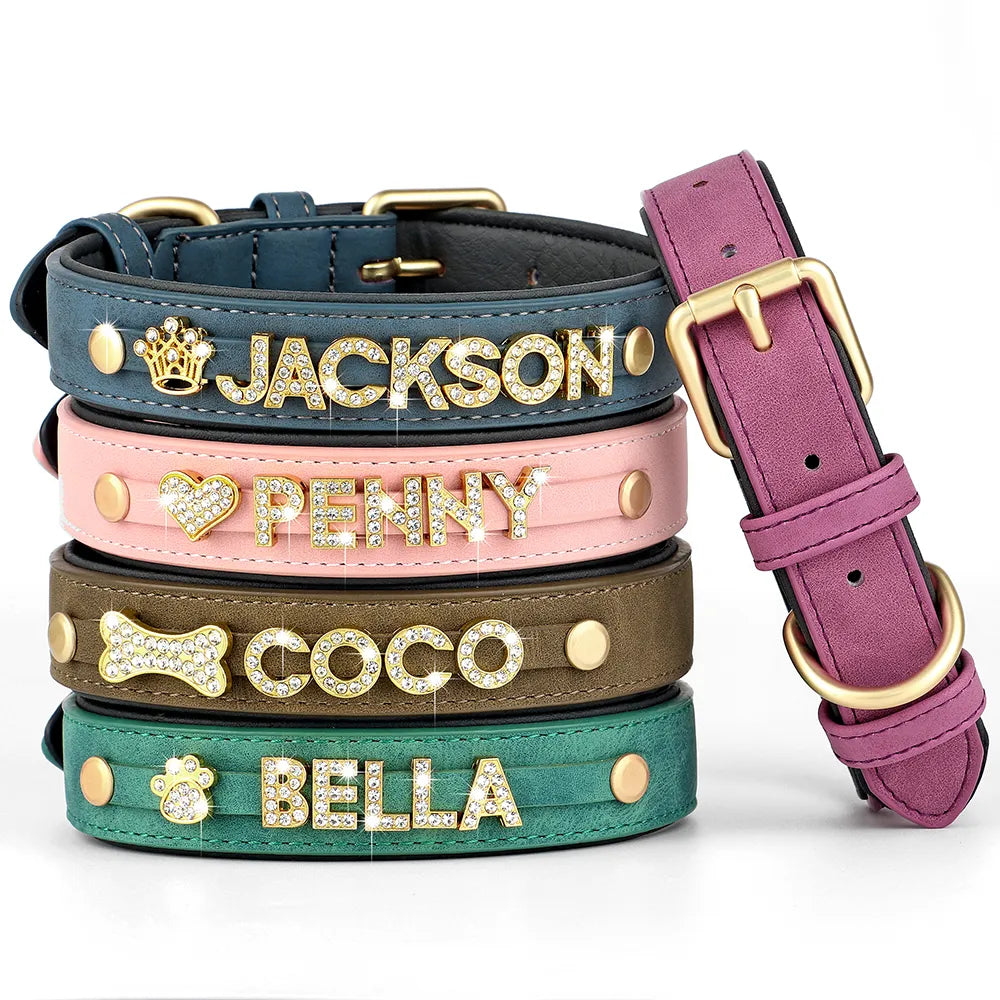 Custom Leather Dog Collar Personalized Dogs Name Collars