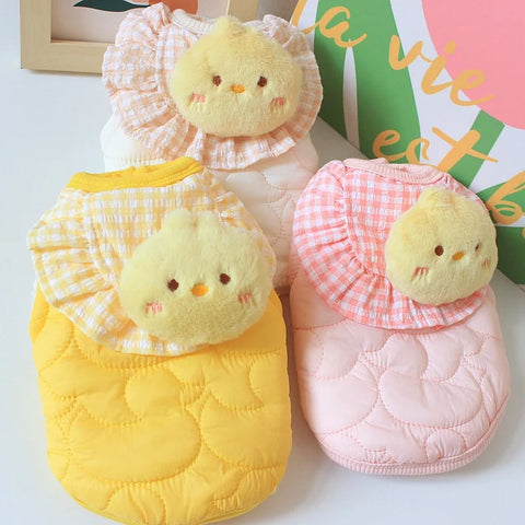 Puppy Dog Jackets Cute Duckling Dog Clothes Winter Dog Cat Clothing Quilted Dog Vest