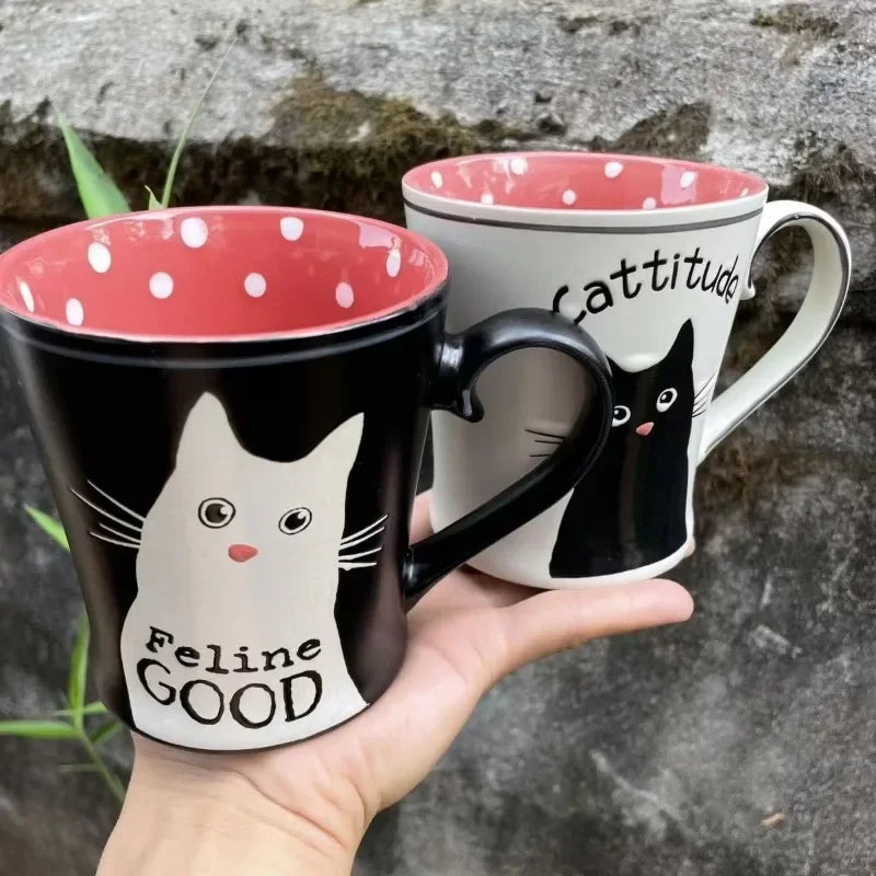 Cute Cartoon Hand-painted Cat Ceramic Mug