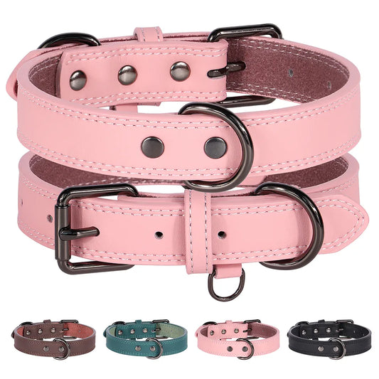 Soft Leather Dog Collar Adjustable PU Leather Pet Collars Dogs Necklace Collar